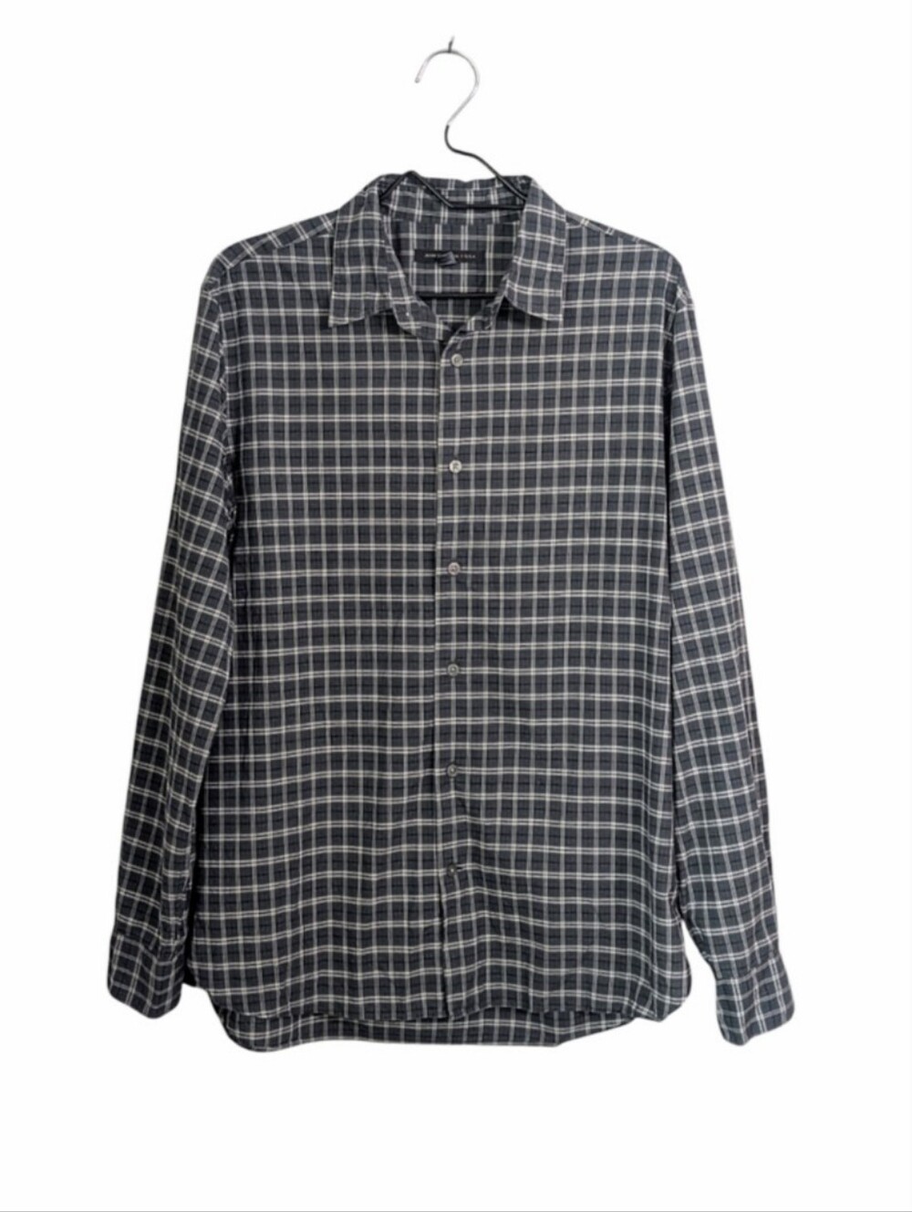 John Varvatos Men Gray Plaid Button-Up Shirt Size M Long Sleeve Business Casual